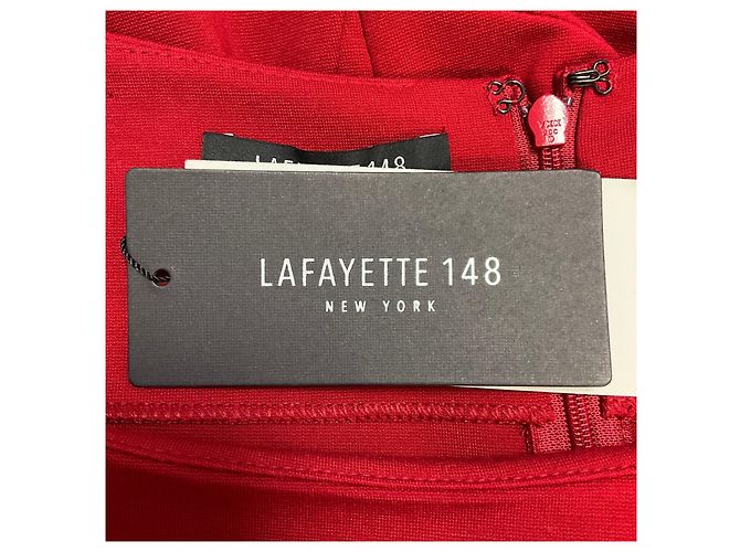 Autre Marque Lafayette 148 New York Ruby Red Viscose Stretch Midi Kleid Rot - Ansicht 5