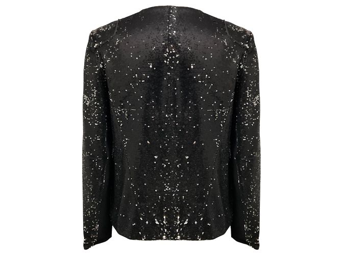 Maje Doucette Blazer Jacke Schwarz / Silber mit Pailletten - Ansicht 3