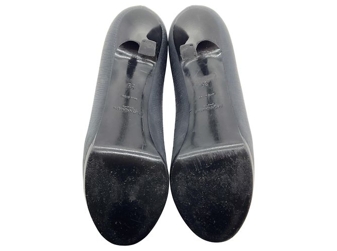 Sapatos de salto plataforma Tribtoo em couro gofrado preto Saint Laurent - vista 6