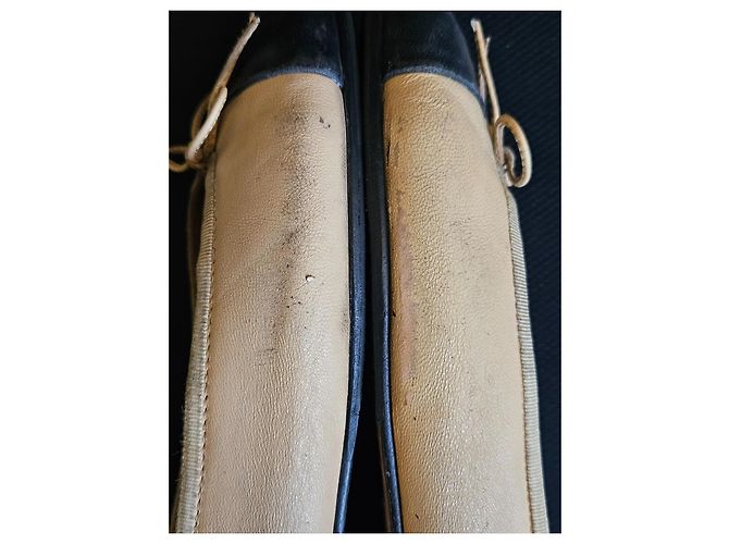 Chanel Ballerine Bicolore in Pelle Nero Beige - vista 13