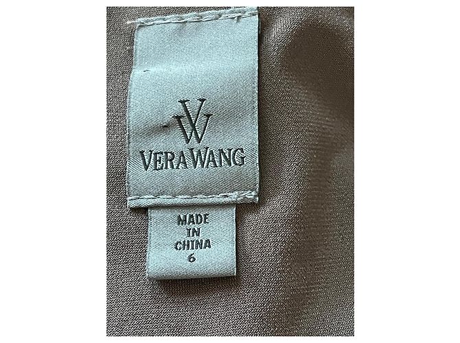 Vera Wang Vestido Maxi Drapeado de Manga Larga Marrón Castaño Gris pardo - vista 4