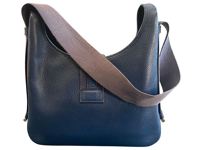 Borsa a tracolla Hermès Evelyne in pelle Midnight Blue - vista 5
