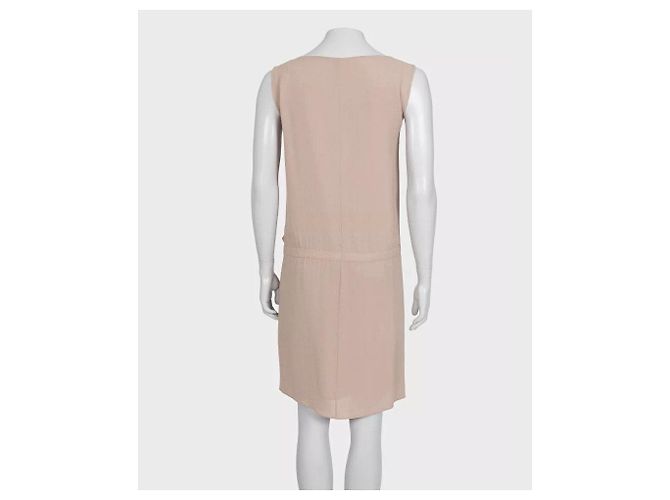 Vestido sin mangas drapeado de seda marrón Brunello Cucinelli M prepropiedad - vista 3