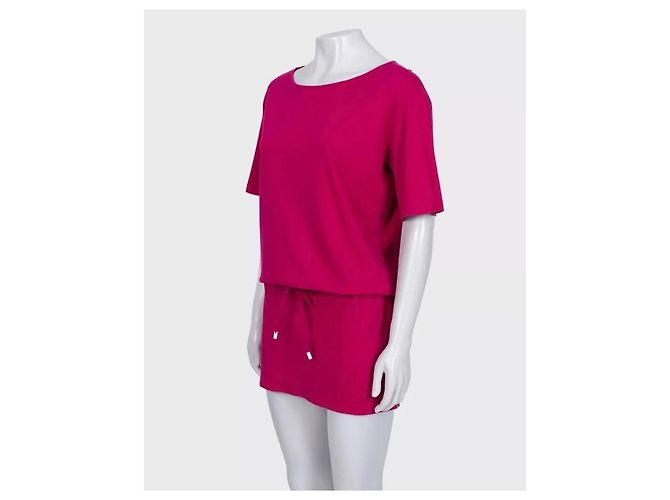 Vestido de algodón rosa con cordón Hermès Sz.40 de segunda mano - vista 2