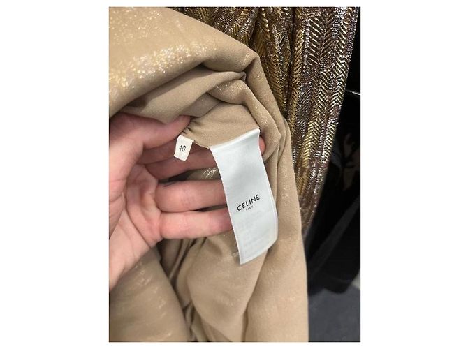 Céline Mono ajustado Celine de seda metalizada dorada NWOT EU 40/L de segunda mano - vista 5