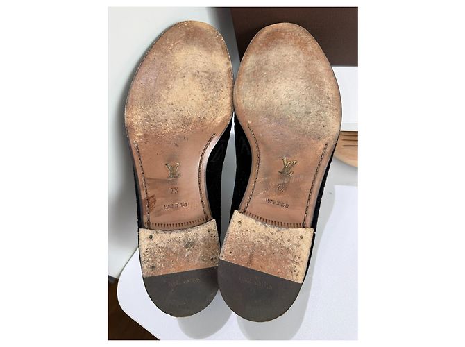 Louis Vuitton Black Velvet Loafer Black Monogram Velour Schwarz 7.5 (41,5) Nero - vista 10