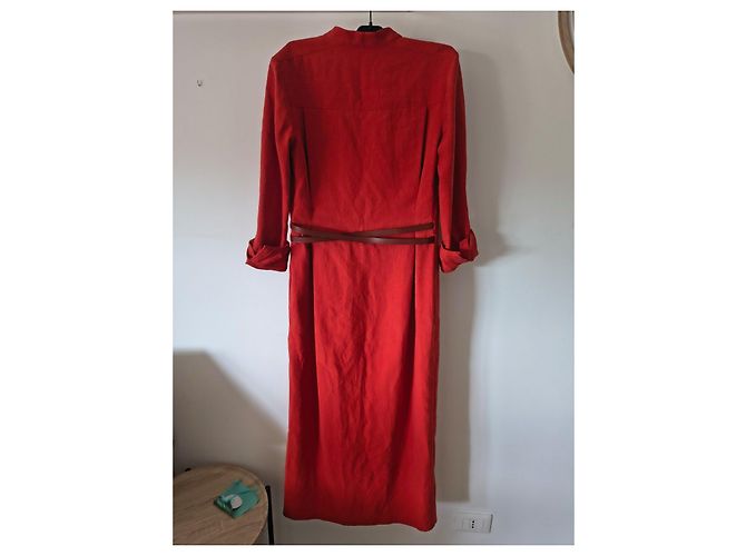Gabriela Hearst Rotes langes Leinenkleid - Ansicht 3