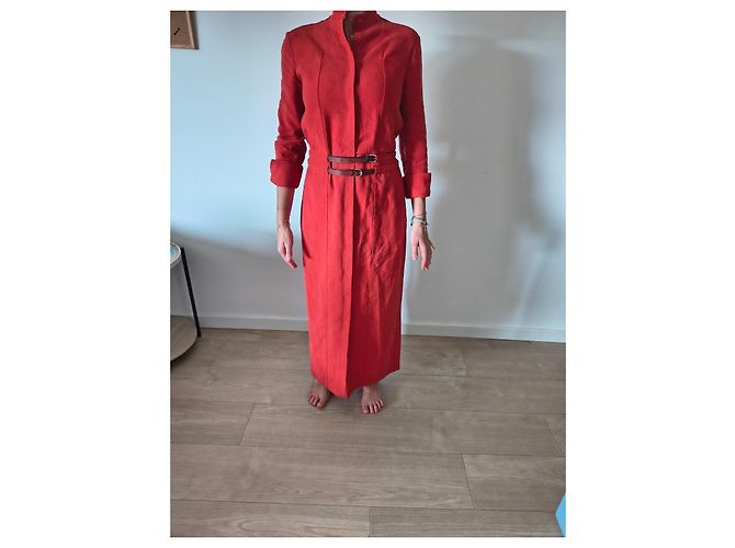 Gabriela Hearst Rotes langes Leinenkleid - Ansicht 6