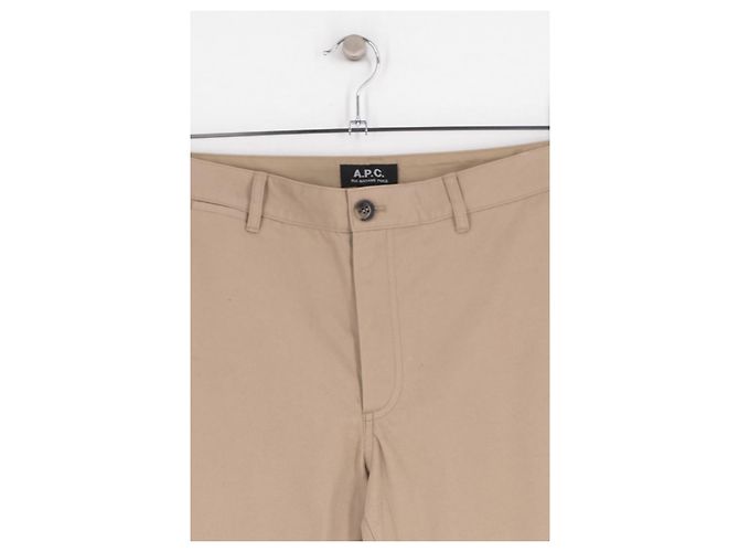 Pantalon droit beige en coton Apc - vue 2