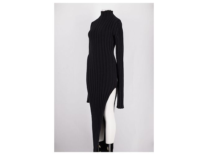 Ann Demeulemeester Maxikleid aus Wolle Schwarz - Ansicht 4