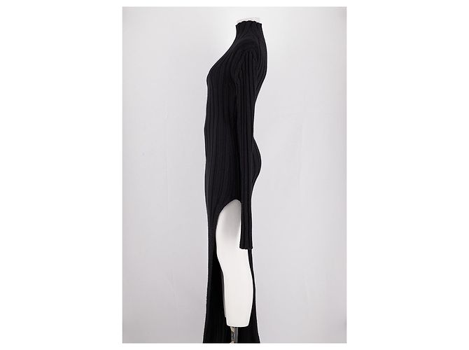 Ann Demeulemeester Maxikleid aus Wolle Schwarz - Ansicht 5