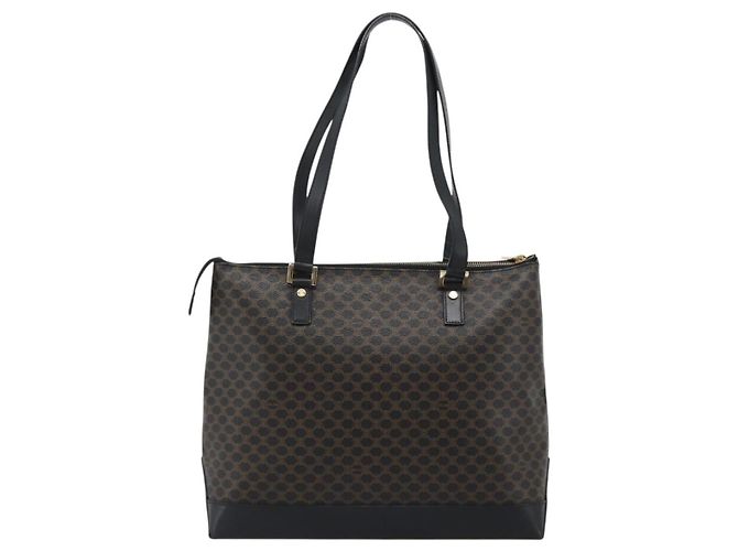 Céline CELINE Macadam Canvas Tote Bag PVC Leather Black Gold - vista 2
