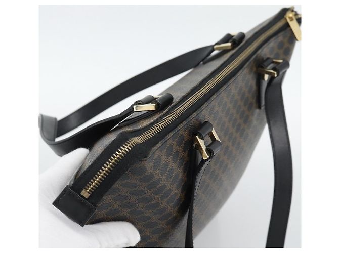 Céline CELINE Macadam Canvas Tote Bag PVC Leather Black Gold - vista 6
