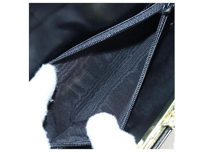 Céline CELINE Macadam Canvas Kiss Lock Long Wallet PVC Leather Black - vista 10