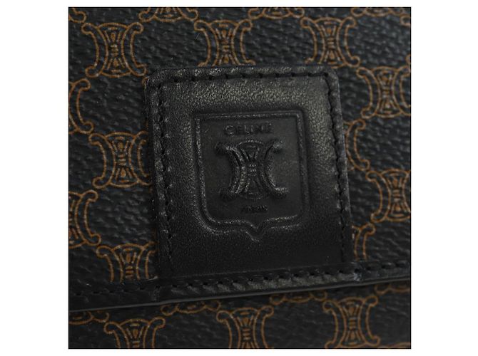 Céline CELINE Macadam Canvas Kiss Lock Long Wallet PVC Leather Black - vista 17