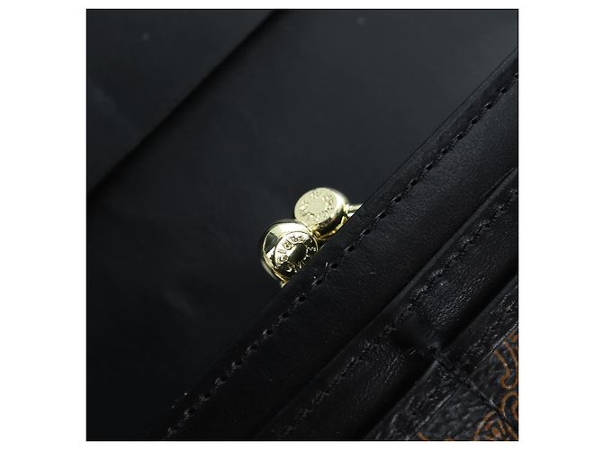 Céline CELINE Macadam Canvas Kiss Lock Long Wallet PVC Leather Black - vista 21