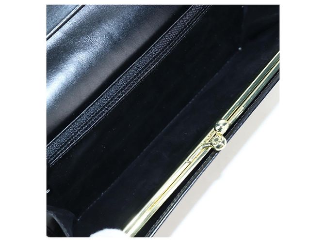 Céline CELINE Macadam Canvas Kiss Lock Long Wallet PVC Leather Black - vista 24