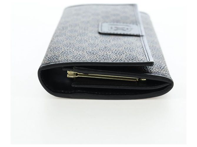 Céline CELINE Macadam Canvas Kiss Lock Long Wallet PVC Leather Black - vista 3