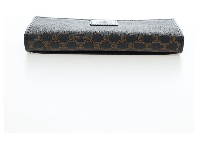 Céline CELINE Macadam Canvas Kiss Lock Long Wallet PVC Leather Black - vista 5