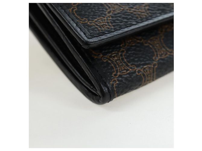 Céline CELINE Macadam Canvas Kiss Lock Long Wallet PVC Leather Black - vista 7