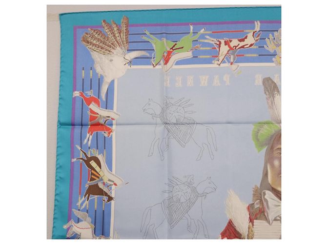 Hermès HERMES Carre 90 Scarf  PANI LA SHAR PAWNEE  Silk Blue - vista 14
