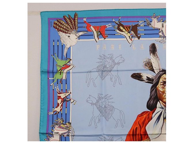 Hermès HERMES Carre 90 Scarf  PANI LA SHAR PAWNEE  Silk Blue - vista 2