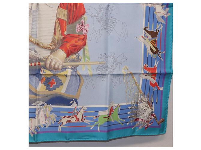 Hermès HERMES Carre 90 Scarf  PANI LA SHAR PAWNEE  Silk Blue - vista 22
