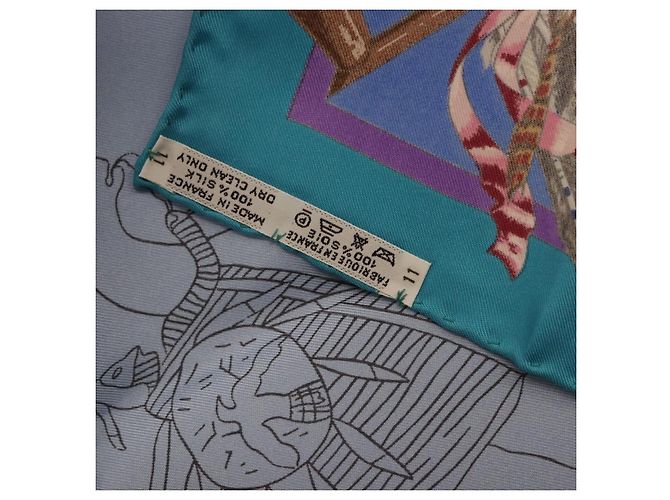 Hermès HERMES Carre 90 Scarf  PANI LA SHAR PAWNEE  Silk Blue - vista 23