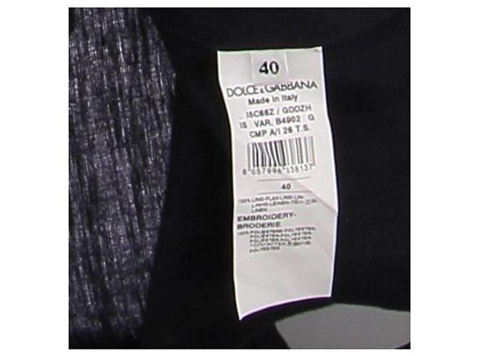 Camicia in lino blu navy Dolce & Gabbana Taglia 40 - vista 5