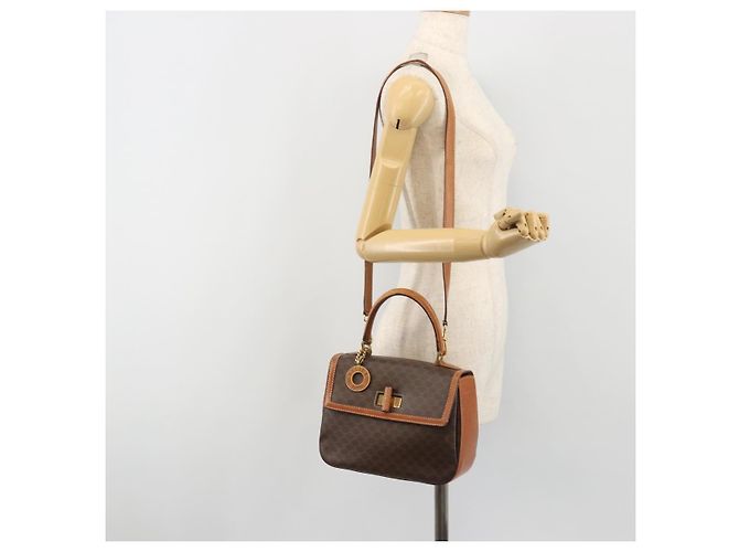 Céline CELINE Macadam Hand Bag PVC Leather 2way Brown Gold Tone - vista 28