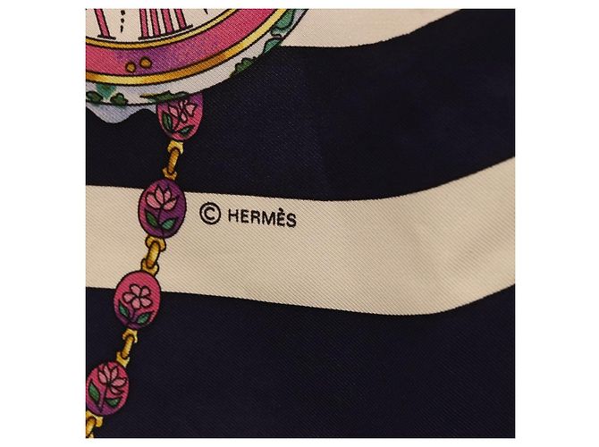 Hermès HERMES Carre 90 Scarf Parmi Les Fleursje Compte Silk Navy - vista 11