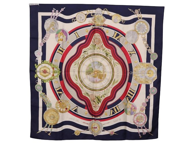 Hermès HERMES Carre 90 Scarf Parmi Les Fleursje Compte Silk Navy - vista 12