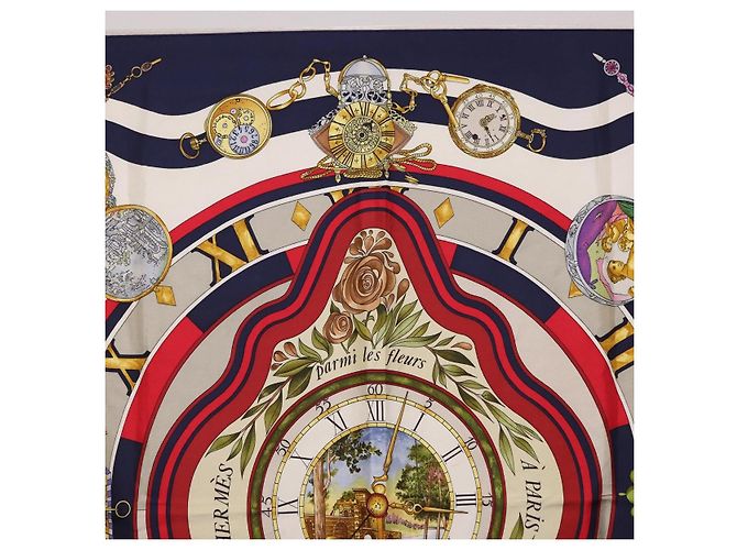 Hermès HERMES Carre 90 Scarf Parmi Les Fleursje Compte Silk Navy - vista 3