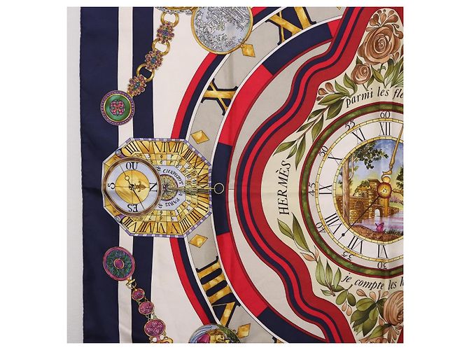 Hermès HERMES Carre 90 Scarf Parmi Les Fleursje Compte Silk Navy - vista 5