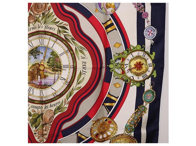 Hermès HERMES Carre 90 Scarf Parmi Les Fleursje Compte Silk Navy - vista 7