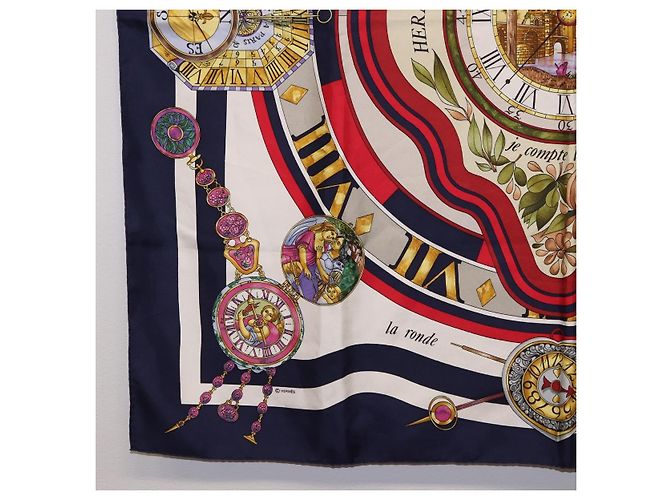 Hermès HERMES Carre 90 Scarf Parmi Les Fleursje Compte Silk Navy - vista 8