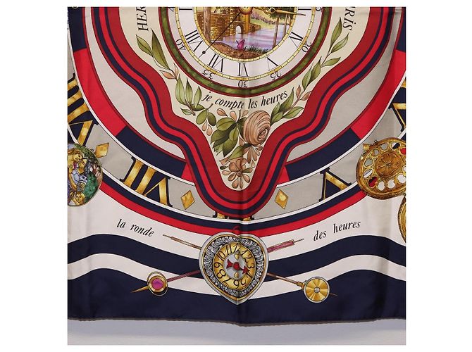 Hermès HERMES Carre 90 Scarf Parmi Les Fleursje Compte Silk Navy - vista 9