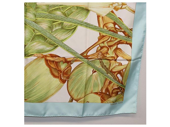 Hermès HERMES Carre 90 Scarf Jardin Creole Silk Light Blue - vista 10