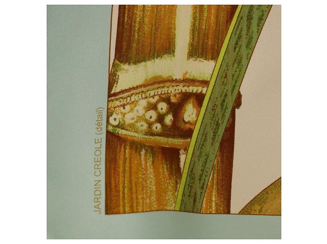 Hermès HERMES Carre 90 Scarf Jardin Creole Silk Light Blue - vista 11