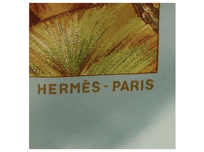 Hermès HERMES Carre 90 Scarf Jardin Creole Silk Light Blue - vista 12