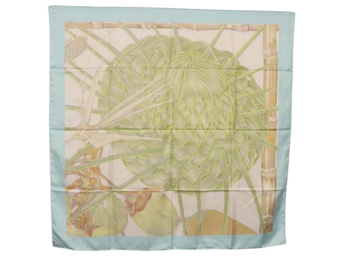 Hermès HERMES Carre 90 Scarf Jardin Creole Silk Light Blue - vista 13