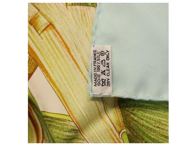 Hermès HERMES Carre 90 Scarf Jardin Creole Silk Light Blue - vista 14