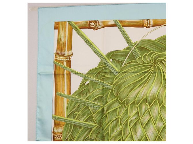 Hermès HERMES Carre 90 Scarf Jardin Creole Silk Light Blue - vista 2