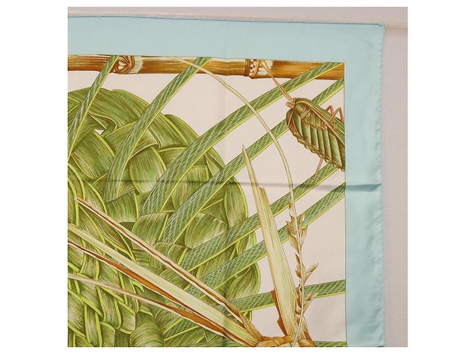 Hermès HERMES Carre 90 Scarf Jardin Creole Silk Light Blue - vista 4