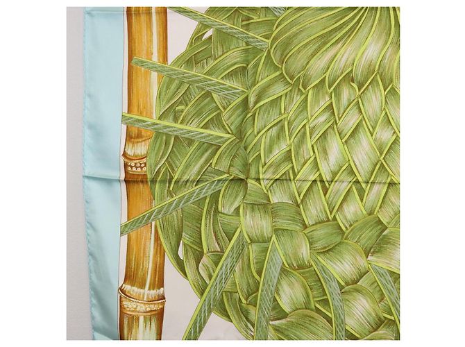 Hermès HERMES Carre 90 Scarf Jardin Creole Silk Light Blue - vista 5