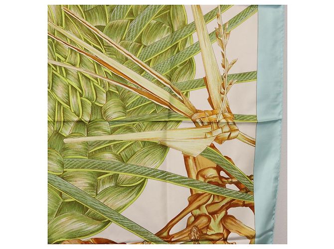 Hermès HERMES Carre 90 Scarf Jardin Creole Silk Light Blue - vista 7