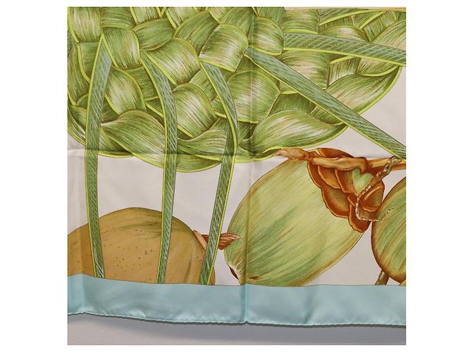 Hermès HERMES Carre 90 Scarf Jardin Creole Silk Light Blue - vista 9