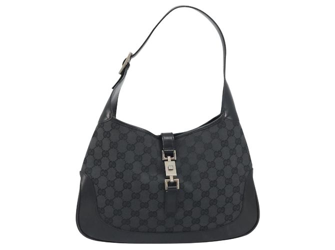 GUCCI GG Canvas Jackie Hand Bag Black Silver 001 3306 - vista 2