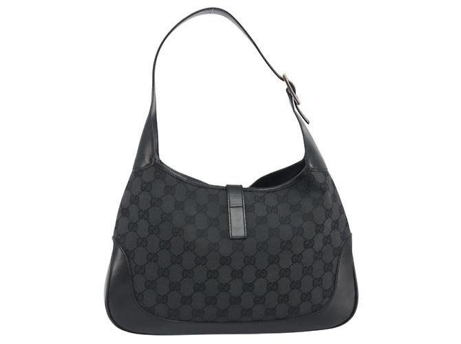 GUCCI GG Canvas Jackie Hand Bag Black Silver 001 3306 - vista 3
