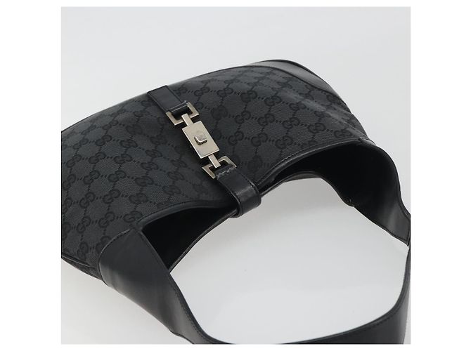GUCCI GG Canvas Jackie Hand Bag Black Silver 001 3306 - vista 6